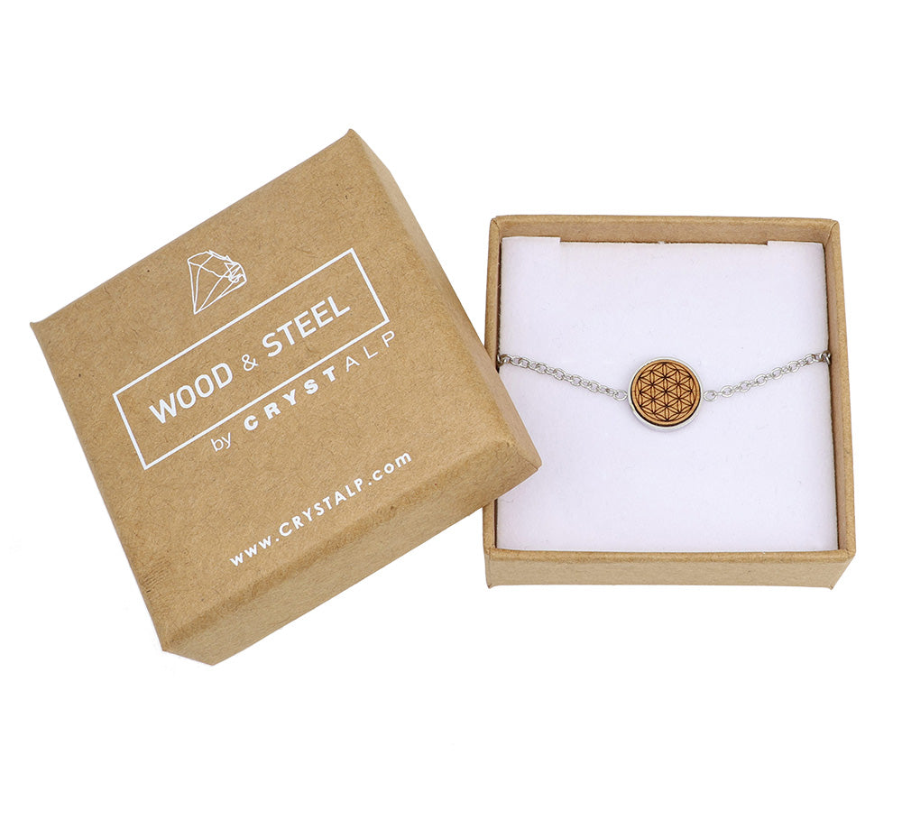 Wooden flower of life bracelet