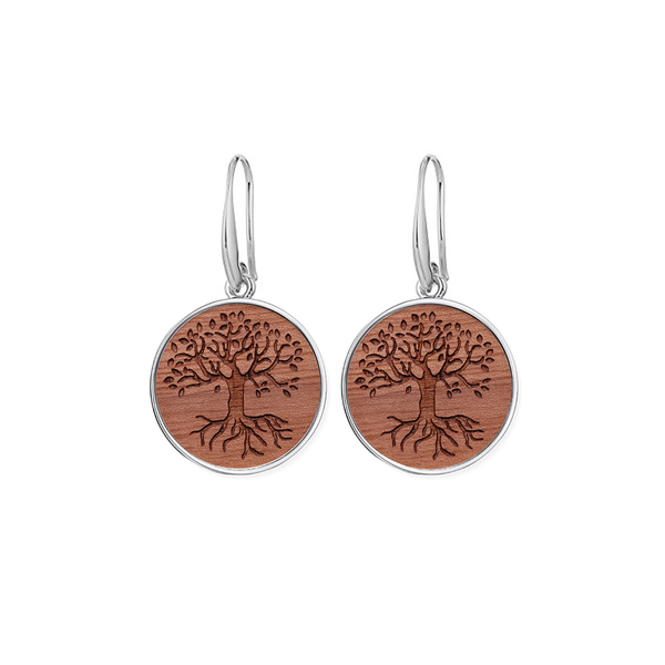 wood tree of life earrings