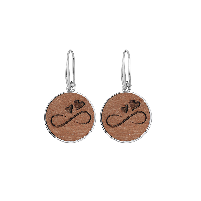 Wooden infinity hanging earrings