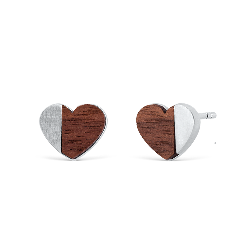 Wooden heart earrings