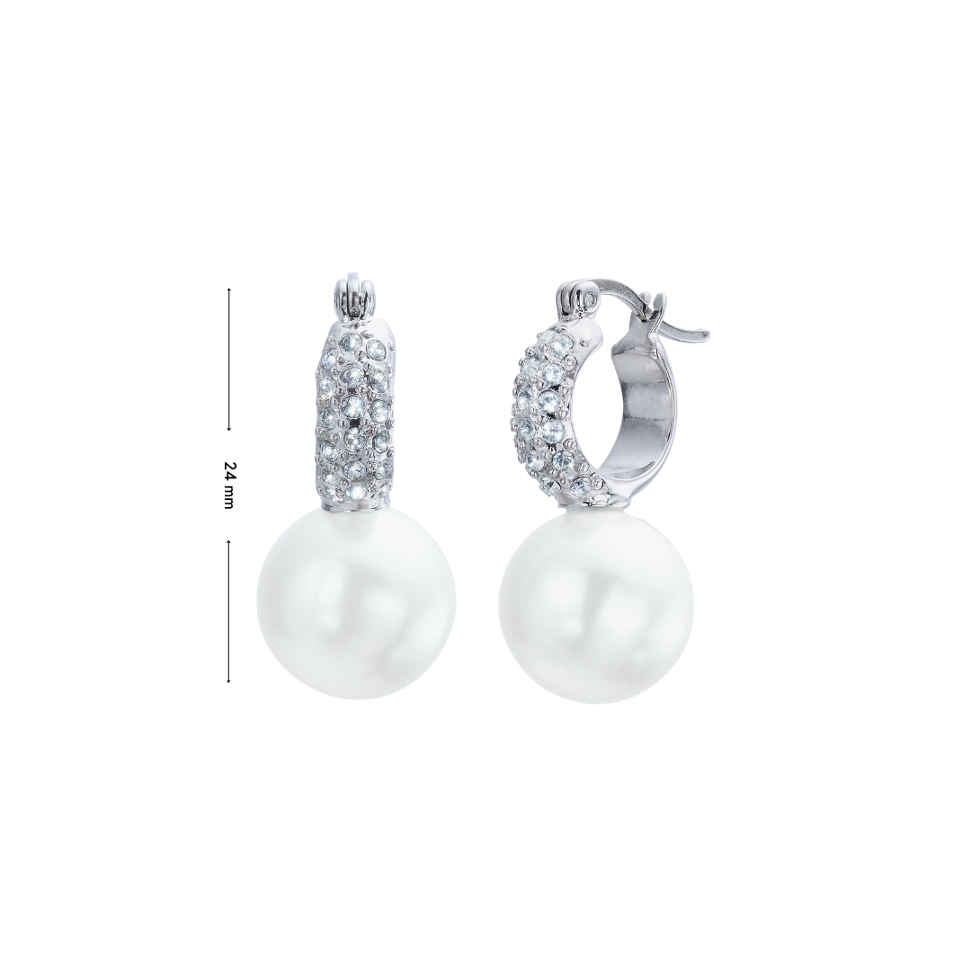 Big Pearl Hoop Pin Earrings