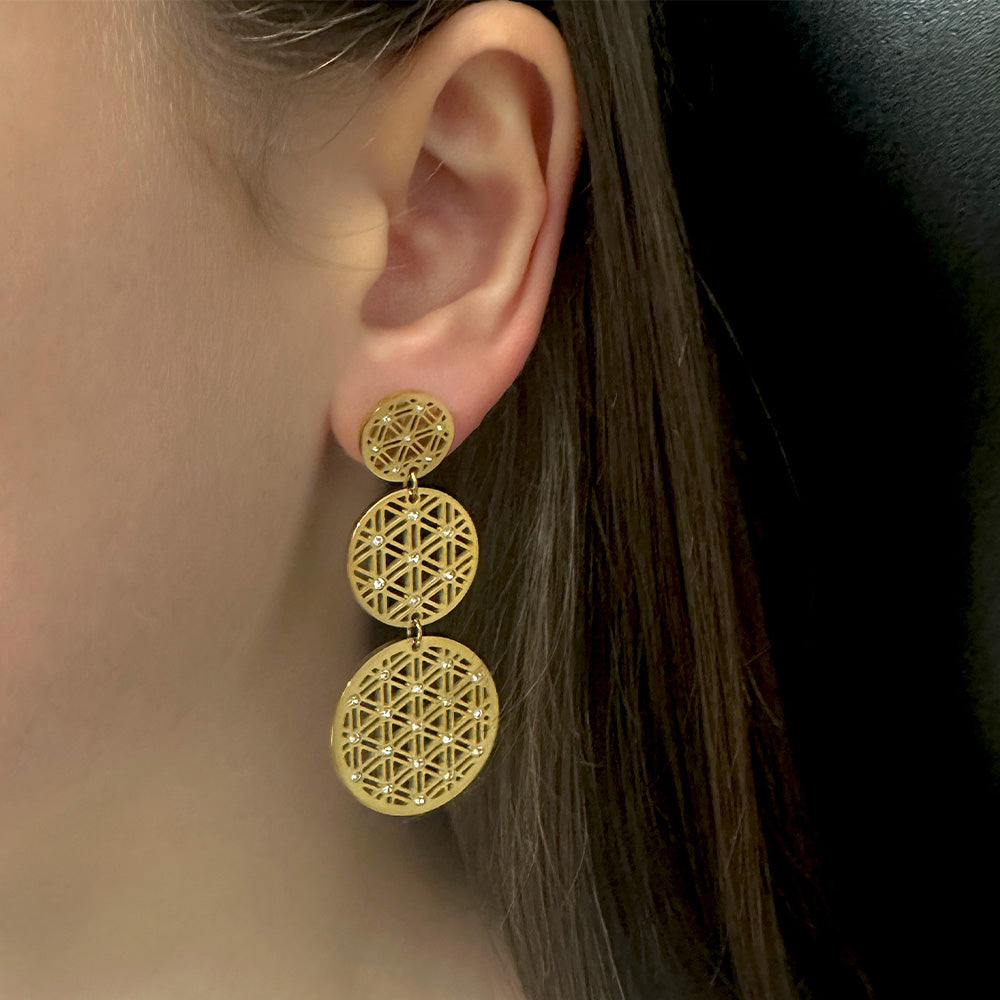 Flower of life long earrings