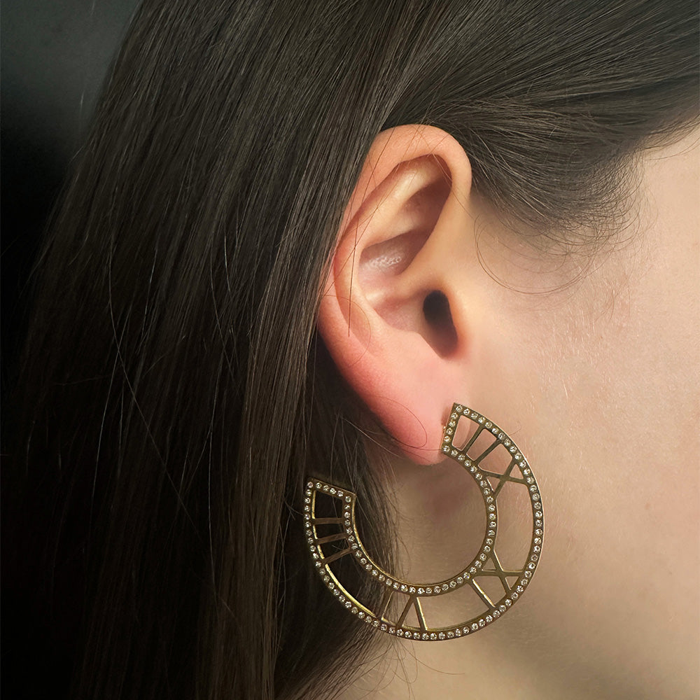 Time large hoop earrings