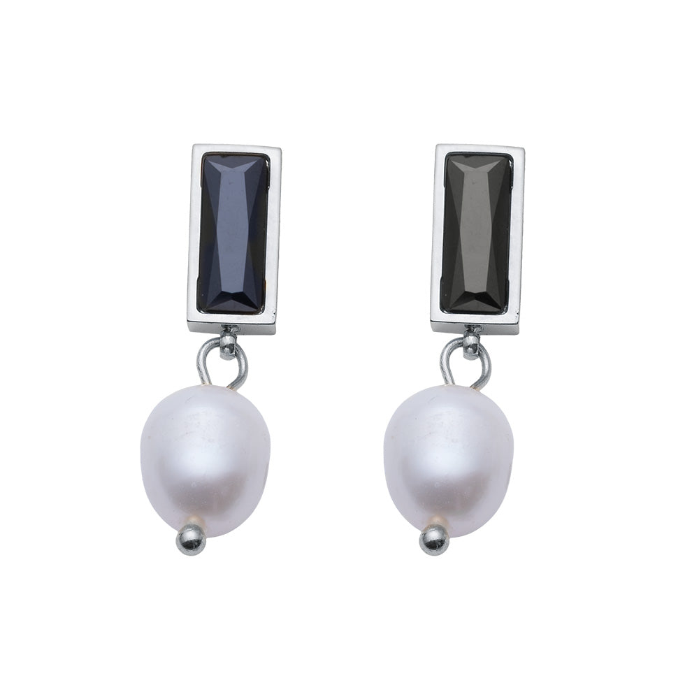 Tide pearl baguette earrings