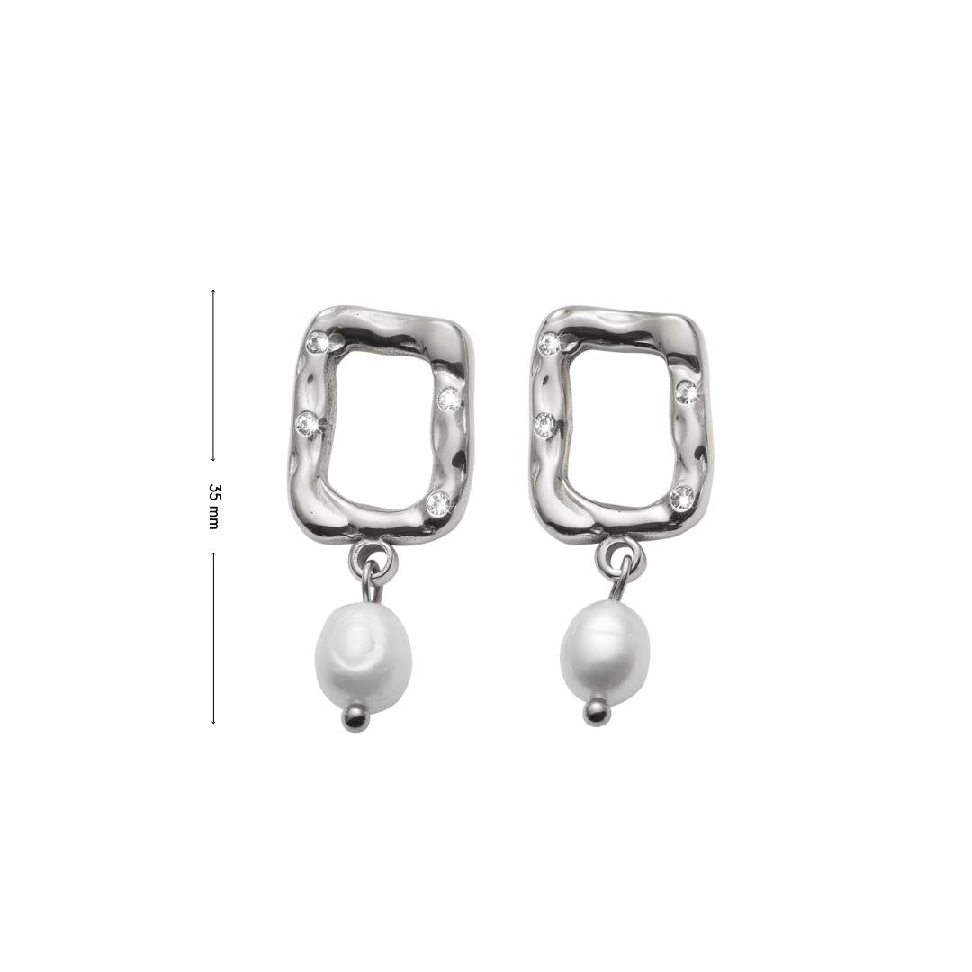 Tide pearl square earrings