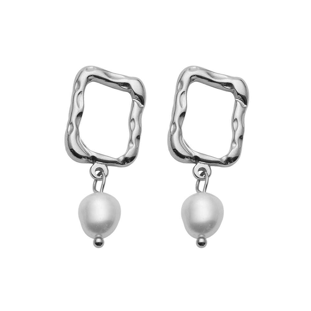 Tide pearl square earrings