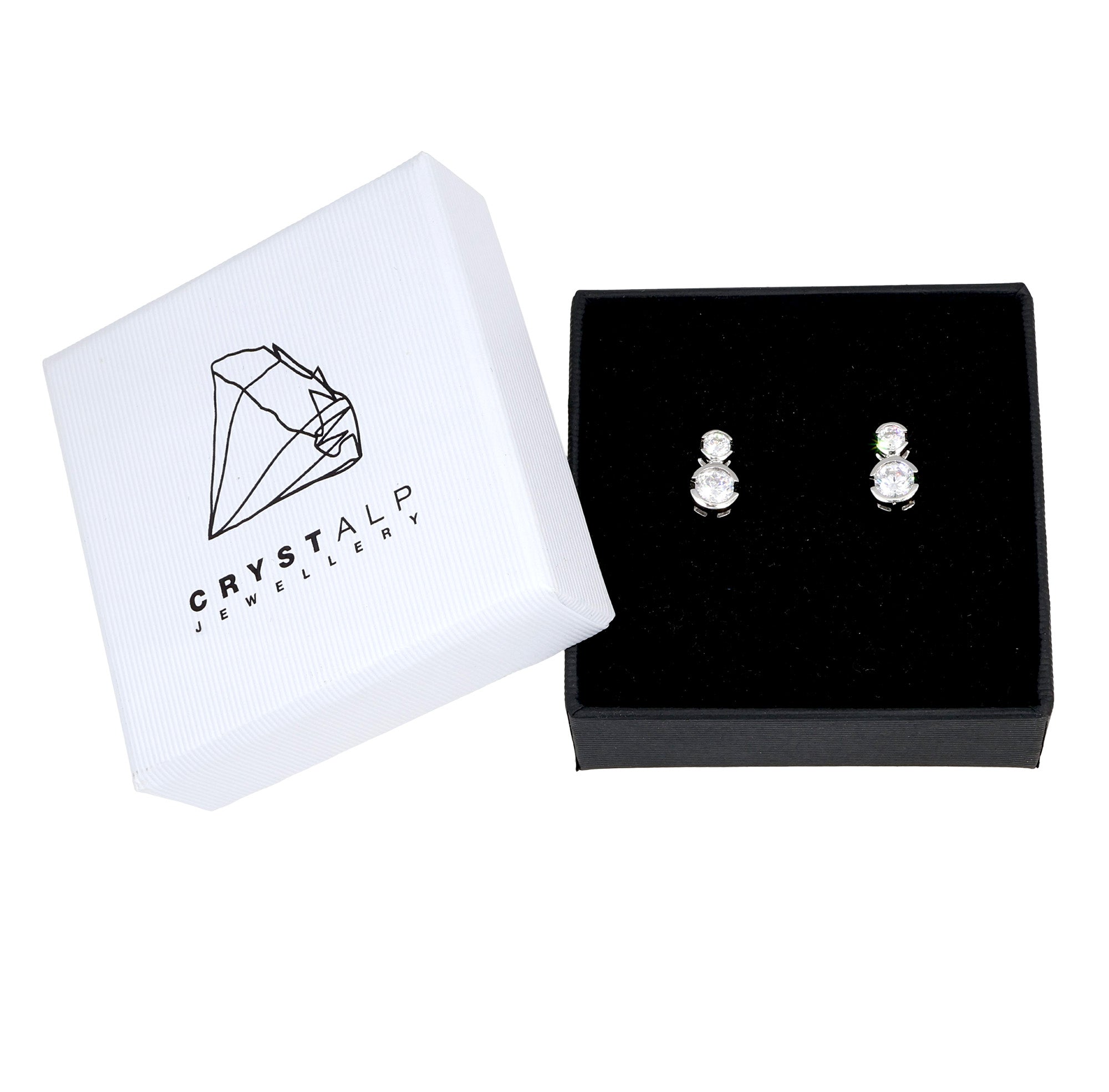 Double hold silver earrings