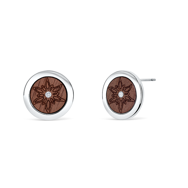 Simone wood edelweiss earrings