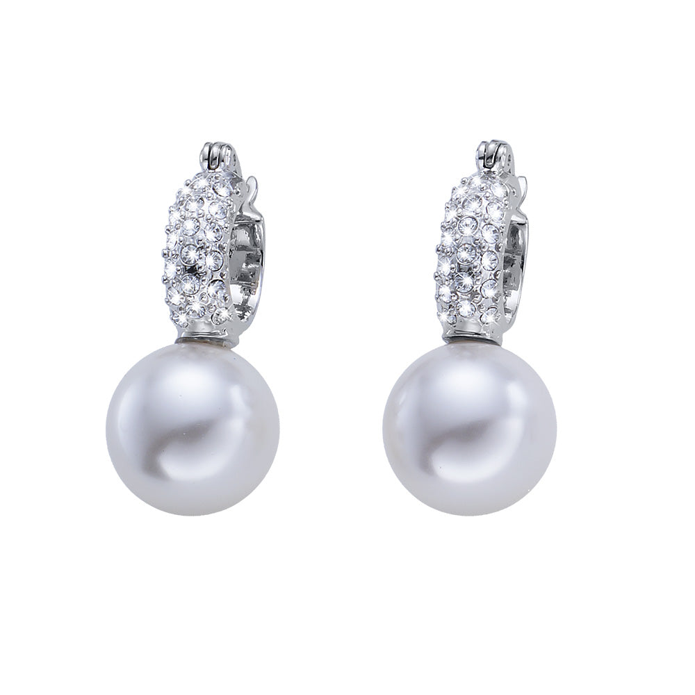 Big Pearl Hoop Pin Earrings