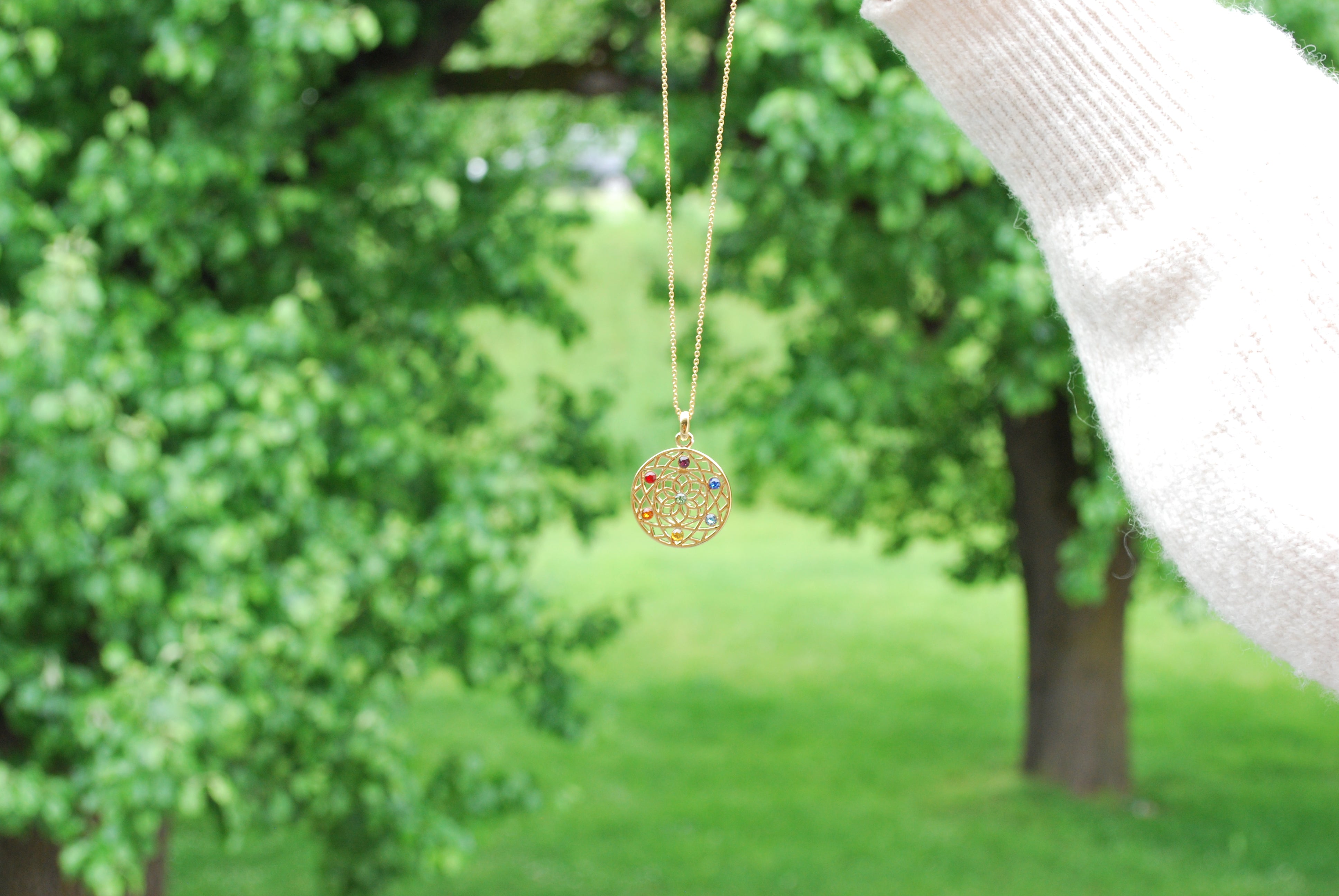 Chakra Flower pendant with chain